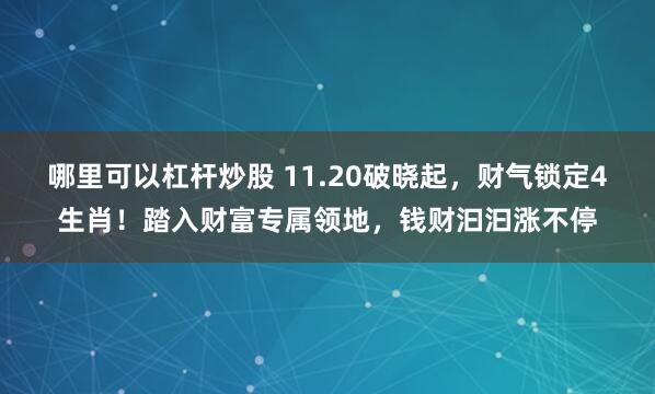 哪里可以杠杆炒股 11.20破晓起,财气锁定4生肖!踏入财富专属领地,钱财汩汩涨不停
