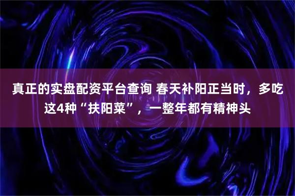 真正的实盘配资平台查询 春天补阳正当时，多吃这4种“扶阳菜”，一整年都有精神头